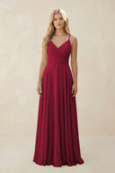Spaghetti Strap A - Line Chiffon Bridesmaid Dress in Berry - KISS BRIDAL Bridesmaid Dresses