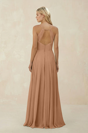 Spaghetti Strap A - Line Chiffon Bridesmaid Dress in Bronzer - KISS BRIDAL Bridesmaid Dresses