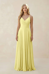 Spaghetti Strap A - Line Chiffon Bridesmaid Dress in Buttercup - KISS BRIDAL Bridesmaid Dresses