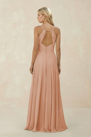 Spaghetti Strap A - Line Chiffon Bridesmaid Dress in Champagne Rose - KISS BRIDAL Bridesmaid Dresses