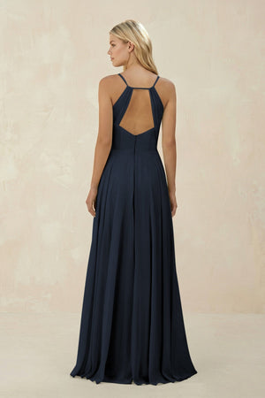 Spaghetti Strap A - Line Chiffon Bridesmaid Dress in Dark Navy - KISS BRIDAL Bridesmaid Dresses