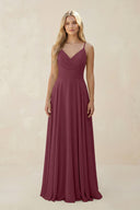 Spaghetti Strap A-Line Chiffon Bridesmaid Dress in Desert Rose | KISSBRIDAL