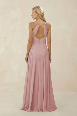 Spaghetti Strap A - Line Chiffon Bridesmaid Dress in Dusty Rose - KISS BRIDAL Bridesmaid Dresses