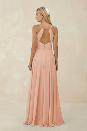 Spaghetti Strap A - Line Chiffon Bridesmaid Dress in English Rose - KISS BRIDAL Bridesmaid Dresses