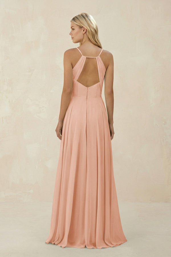 Spaghetti Strap A - Line Chiffon Bridesmaid Dress in English Rose - KISS BRIDAL Bridesmaid Dresses