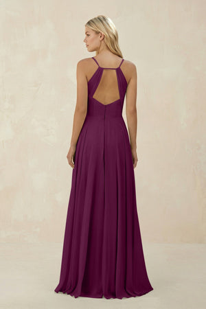 Spaghetti Strap A - Line Chiffon Bridesmaid Dress in Fig - KISS BRIDAL Bridesmaid Dresses