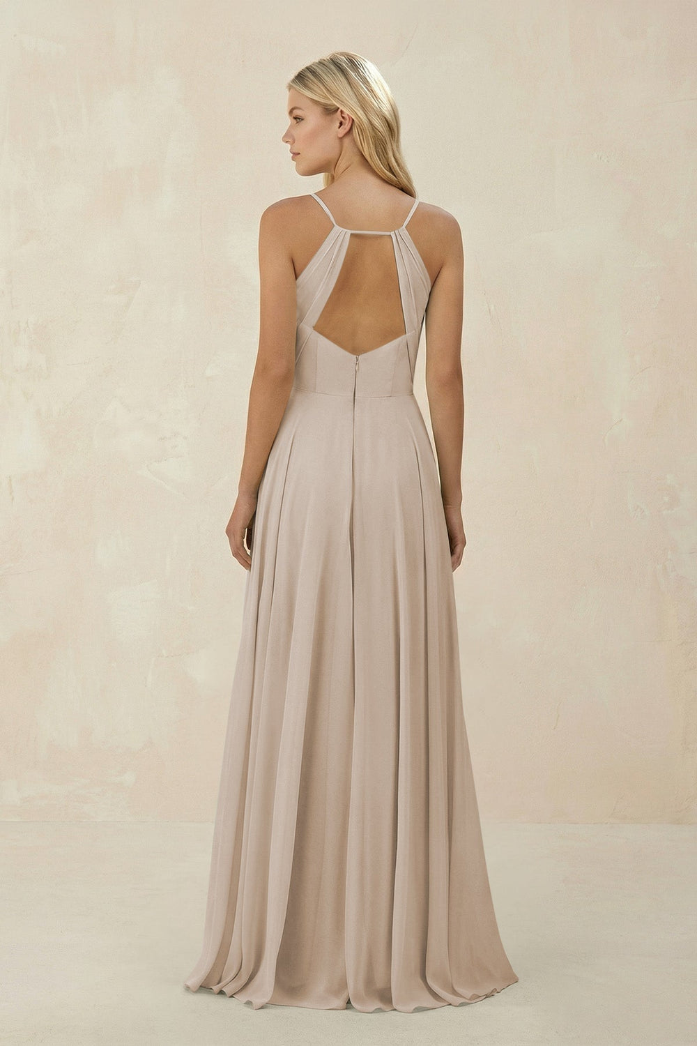 Spaghetti Strap A - Line Chiffon Bridesmaid Dress in Frost - KISS BRIDAL Bridesmaid Dresses