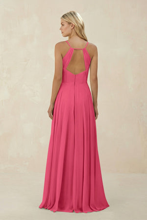 Spaghetti Strap A - Line Chiffon Bridesmaid Dress in Fuchsia - KISS BRIDAL Bridesmaid Dresses