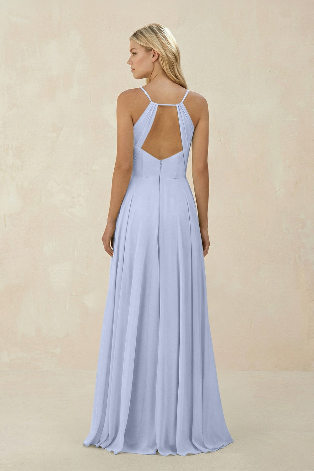 Spaghetti Strap A - Line Chiffon Bridesmaid Dress in Ice - KISS BRIDAL Bridesmaid Dresses