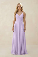 Spaghetti Strap A - Line Chiffon Bridesmaid Dress in Lavender - KISS BRIDAL Bridesmaid Dresses