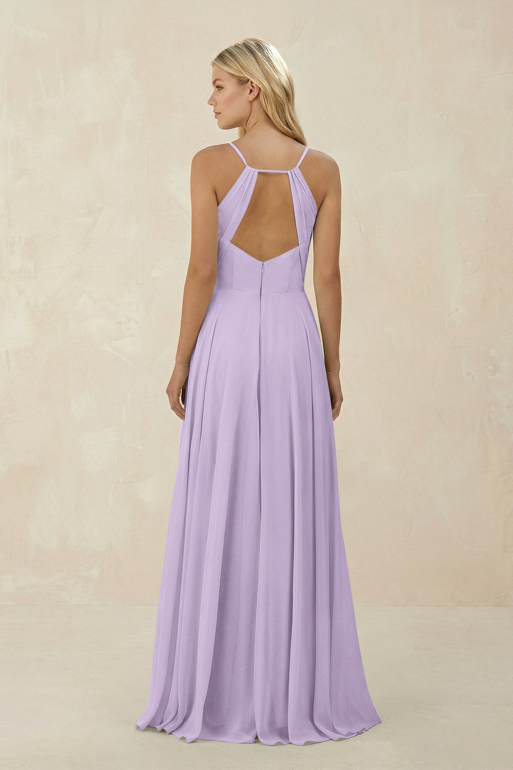 Spaghetti Strap A - Line Chiffon Bridesmaid Dress in Lavender - KISS BRIDAL Bridesmaid Dresses