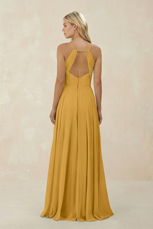 Spaghetti Strap A - Line Chiffon Bridesmaid Dress in Marigold - KISS BRIDAL Bridesmaid Dresses