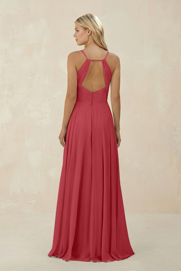 Spaghetti Strap A - Line Chiffon Bridesmaid Dress in Merlot - KISS BRIDAL Bridesmaid Dresses