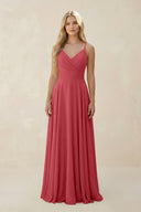 Spaghetti Strap A - Line Chiffon Bridesmaid Dress in Merlot - KISS BRIDAL Bridesmaid Dresses