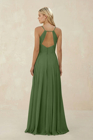 Spaghetti Strap A - Line Chiffon Bridesmaid Dress in Moss - KISS BRIDAL Bridesmaid Dresses