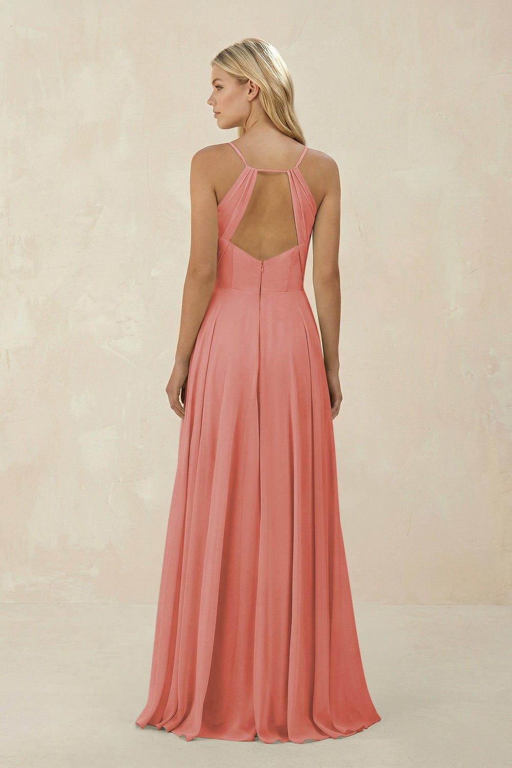 Spaghetti Strap A - Line Chiffon Bridesmaid Dress in Mulberry - KISS BRIDAL Bridesmaid Dresses