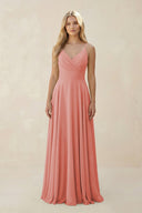 Spaghetti Strap A - Line Chiffon Bridesmaid Dress in Mulberry - KISS BRIDAL Bridesmaid Dresses