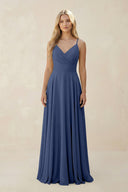 Spaghetti Strap A - Line Chiffon Bridesmaid Dress in Navy - KISS BRIDAL Bridesmaid Dresses