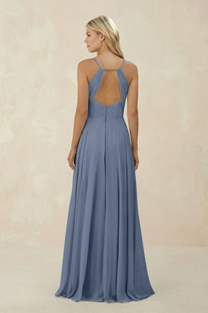 Spaghetti Strap A - Line Chiffon Bridesmaid Dress in Neptune - KISS BRIDAL Bridesmaid Dresses