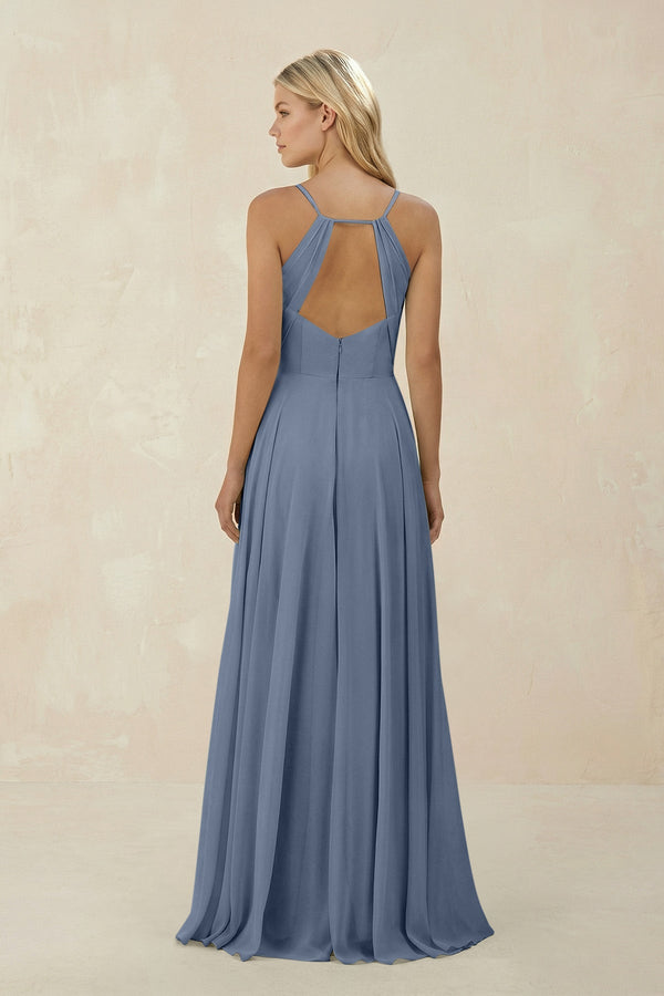 Spaghetti Strap A - Line Chiffon Bridesmaid Dress in Neptune - KISS BRIDAL Bridesmaid Dresses