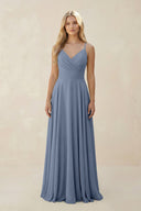 Spaghetti Strap A - Line Chiffon Bridesmaid Dress in Neptune - KISS BRIDAL Bridesmaid Dresses