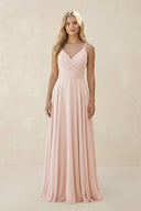 Spaghetti Strap A - Line Chiffon Bridesmaid Dress in Pale Blush - KISS BRIDAL Bridesmaid Dresses