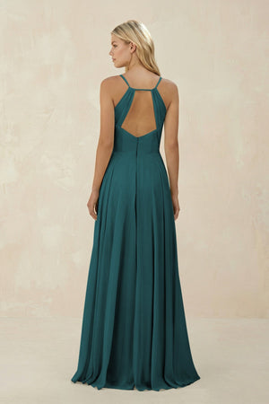 Spaghetti Strap A - Line Chiffon Bridesmaid Dress in Pine - KISS BRIDAL Bridesmaid Dresses