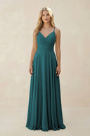 Spaghetti Strap A - Line Chiffon Bridesmaid Dress in Pine - KISS BRIDAL Bridesmaid Dresses