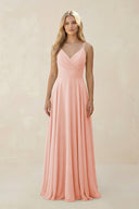 Spaghetti Strap A - Line Chiffon Bridesmaid Dress in Rose Petal - SHE IS ME Bridesmaid Dresses