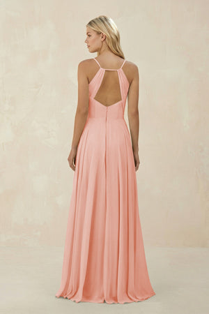 Spaghetti Strap A - Line Chiffon Bridesmaid Dress in Rose Petal - SHE IS ME Bridesmaid Dresses