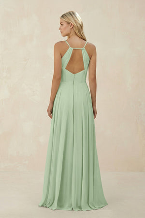Spaghetti Strap A - Line Chiffon Bridesmaid Dress in Sage - SHE IS ME Bridesmaid Dresses