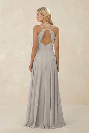 Spaghetti Strap A - Line Chiffon Bridesmaid Dress in Silver - KISS BRIDAL Bridesmaid Dresses