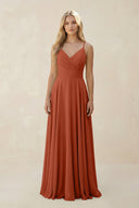 Spaghetti Strap A - Line Chiffon Bridesmaid Dress in Spice - KISS BRIDAL Bridesmaid Dresses