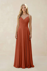 Spaghetti Strap A - Line Chiffon Bridesmaid Dress in Spice - KISS BRIDAL Bridesmaid Dresses