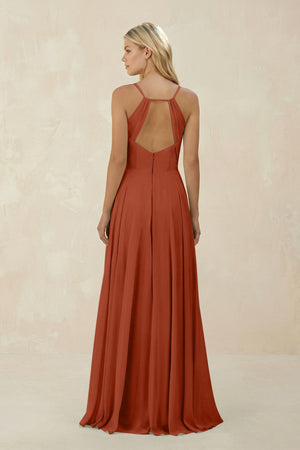Spaghetti Strap A - Line Chiffon Bridesmaid Dress in Spice - KISS BRIDAL Bridesmaid Dresses