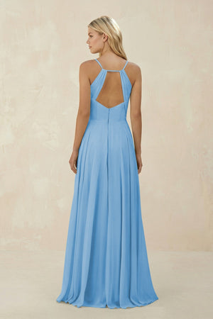 Spaghetti Strap A - Line Chiffon Bridesmaid Dress in Steel Blue - KISS BRIDAL Bridesmaid Dresses