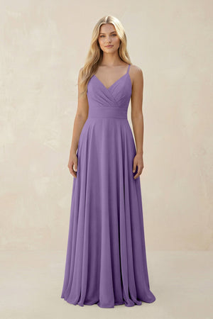 Spaghetti Strap A - Line Chiffon Bridesmaid Dress in Tahiti - KISS BRIDAL Bridesmaid Dresses