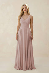 Spaghetti Strap A-Line Chiffon Bridesmaid Dress in Toffee | KISSBRIDAL