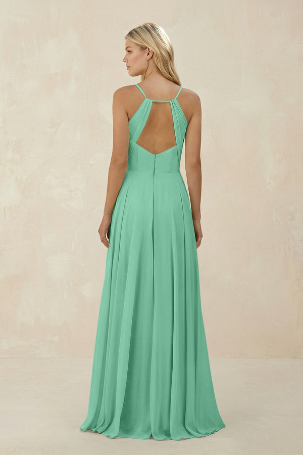 Spaghetti Strap A - Line Chiffon Bridesmaid Dress in Turquoise - KISS BRIDAL Bridesmaid Dresses
