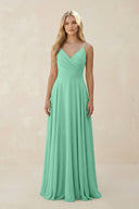 Spaghetti Strap A - Line Chiffon Bridesmaid Dress in Turquoise - KISS BRIDAL Bridesmaid Dresses