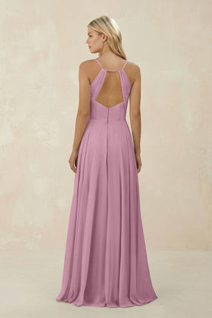 Spaghetti Strap A - Line Chiffon Bridesmaid Dress in Vintage Mauve - KISS BRIDAL Bridesmaid Dresses