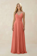 Spaghetti Strap A - Line Chiffon Bridesmaid Dress in Wild Rose - KISS BRIDAL Bridesmaid Dresses