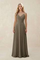 Spaghetti Strap A - Line Chiffon Bridesmaid Dress in Willow Green - KISS BRIDAL Bridesmaid Dresses