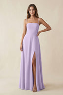 Spaghetti Strap A - Line Chiffon Maxi Bridesmaid Dress in Lavender - SHE IS ME Bridesmaid Dresses