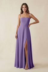Spaghetti Strap A-Line Chiffon Maxi Bridesmaid Dress in Tahiti | KISSBRIDAL