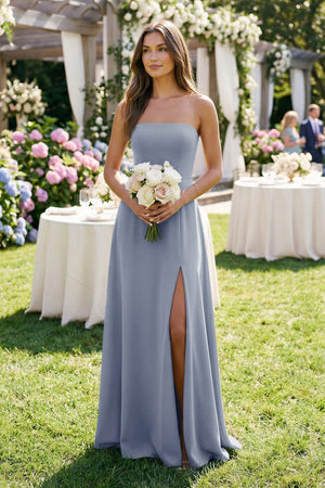 Spaghetti Strap A - Line Chiffon Maxi Bridesmaid Dress in Twilight - SHE IS ME Bridesmaid Dresses