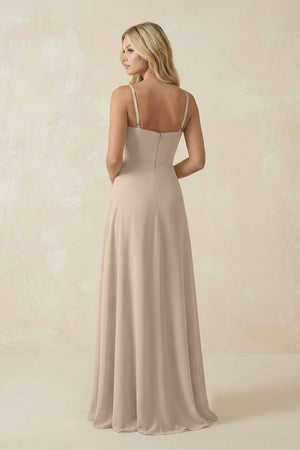 Spaghetti Strap Chiffon A - Line Bridesmaid Dress in Almond - KISS BRIDAL Bridesmaid Dresses