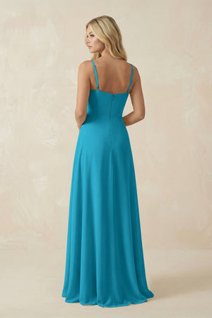 Spaghetti Strap Chiffon A - Line Bridesmaid Dress in Blue Jay - KISS BRIDAL Bridesmaid Dresses