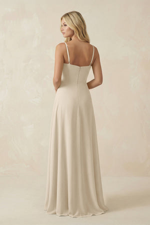 Spaghetti Strap Chiffon A - Line Bridesmaid Dress in Champagne - KISS BRIDAL Bridesmaid Dresses