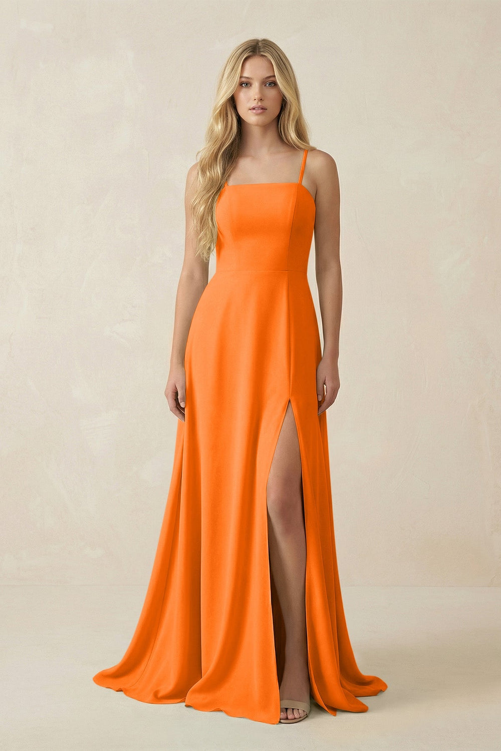 Spaghetti Strap Chiffon A - Line Bridesmaid Dress in Cinnamon - KISS BRIDAL Bridesmaid Dresses